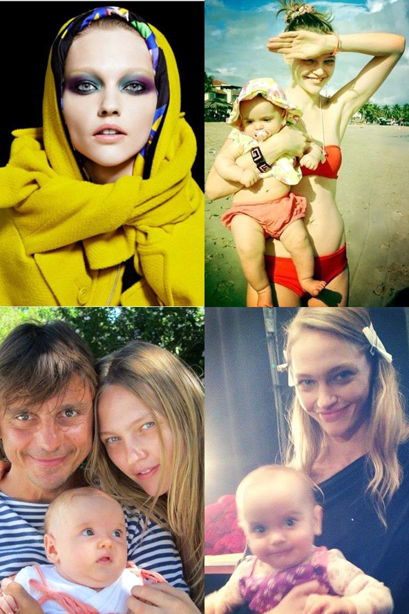 Sasha Pivovarova 9 hónapos kislányával dolgozott a New York-i divathéten