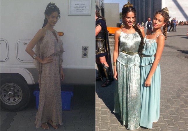 Kovács Kata, illetve Kecskés Enikő és Tánczos Lilla, a Visage modelljei a forgatás szünetében