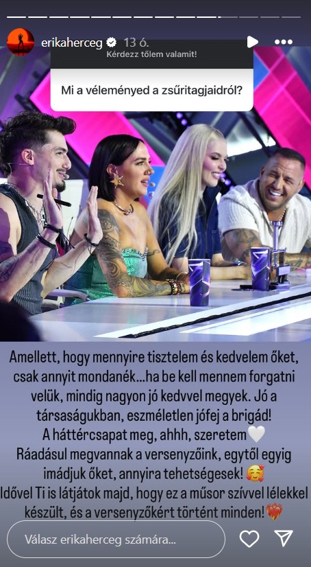 Erika őszintén elmondta,