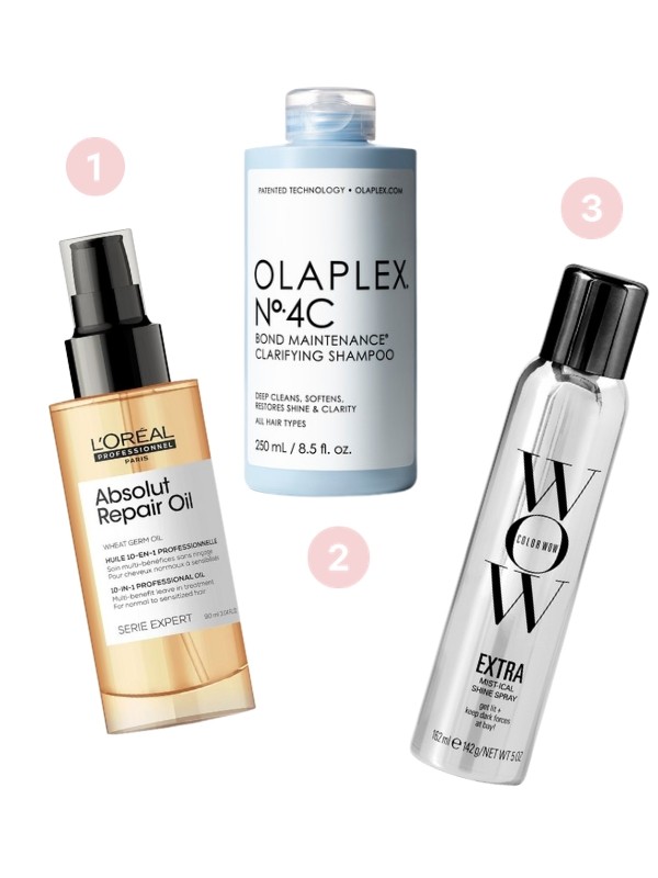1. Absolut Repair hajolaj L'ORÉAL PROFESSIONNEL 10 120 Ft/90 ml (112,44 Ft/1 ml) 2. Bond Maintance hajmegújító sampon OLAPLEX 9200 Ft/250 ml (36,8 Ft/1 ml) 3. Extra Mist-ical hajspray COLOR WOW 11 900 Ft/162 ml (73,45 Ft/1 ml)
