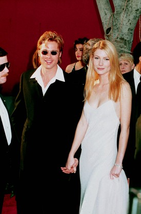A 24 éves Gwyneth Paltrow és a 33 éves Brad Pitt az 1996-os Oscar-gálán. A pár három évig volt együtt. 