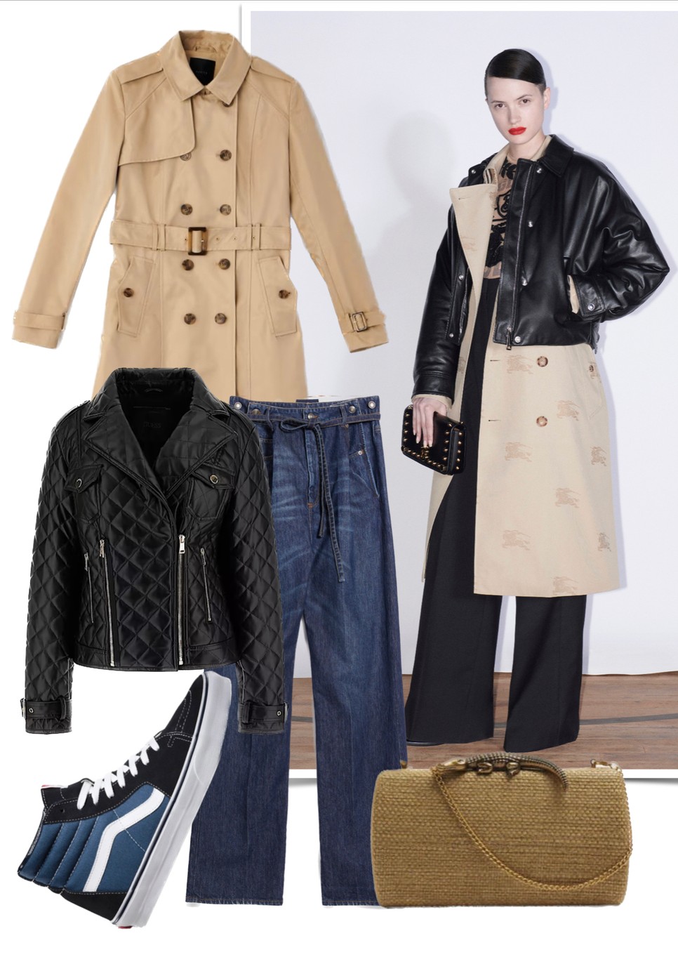 Ballonkabát MOHITO 25995 Ft, Steppelt dzseki GUESS 70900 Ft, Farmernadrág MAX MARA hu maxmara.com, Krokodil csatos táska PARFOIS 12495 Ft, Tornacipő VANS 32990 Ft