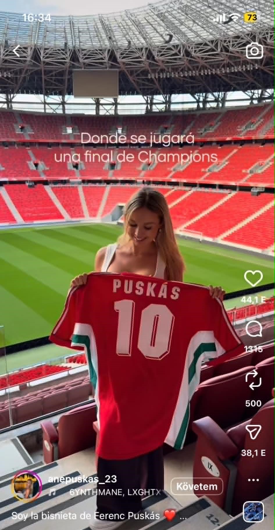 A fociklasszis Puskás Ferenc dédunokája, Ane Puskas sem hagyta ki a döntőt a családnevét viselő stadionban
