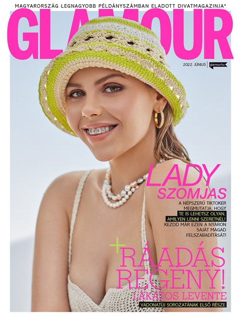  Lady Szomjas a júniusi GLAMOUR címlapján, amelyben Lakatos Levente új sorozatának első része is olvasható