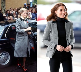 Fekete galléros kockás blézer