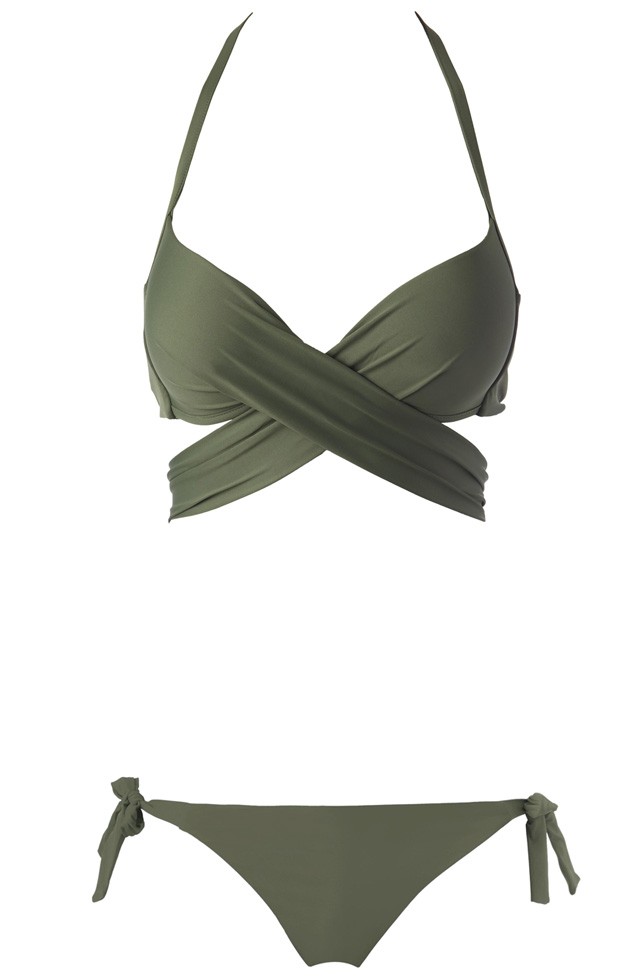 Olajzöld pántos bikini CALZEDONIA 10000 Ft és 5000 Ft