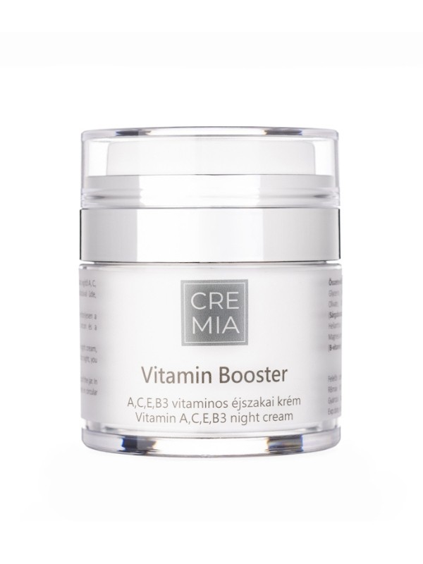 Vitamin Booster A+C+E+B3 vitaminos éjszakai arckrém CREMIA 16 990 Ft/50 ml (339,8 Ft/1 ml), GLAMOUR-kuponnal, 20% kedvezménnyel 13 592 Ft a www.cremiacosmetics.com webshopban 