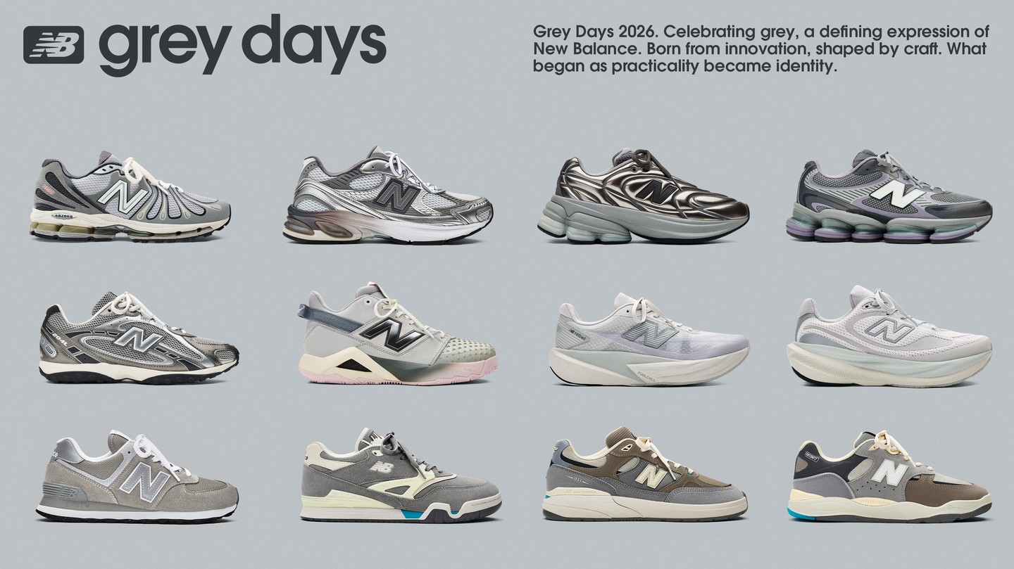 A New Balance Grey Days 2026 kollekciója a klasszikus szürke árnyalatot értelmezi újra lifestyle, futó- és gördeszkás modelleken