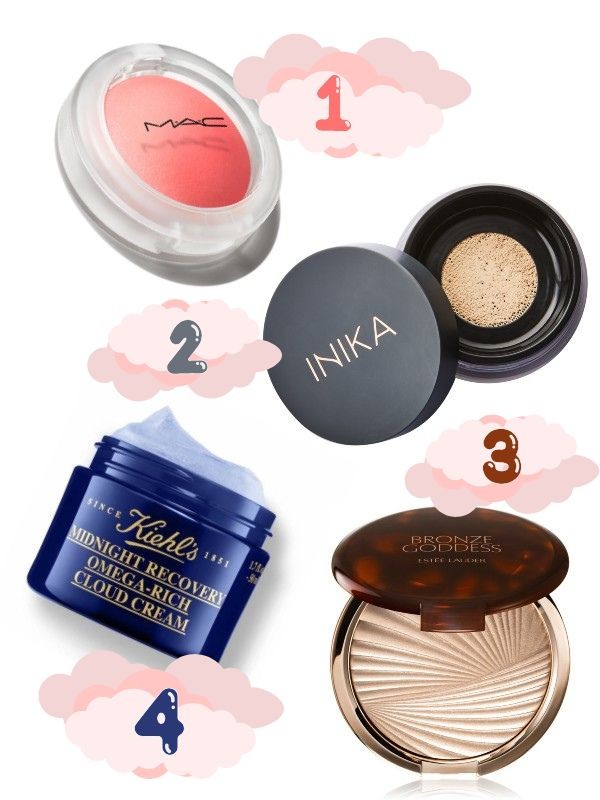 1. Glow Play Blush pirosító (Cheer Up) MAC 12 000 Ft 2. Ásványi por alapozó (Strength) INIKA 17 990 Ft 3. Midnight Recovery Omega Rich Cloud Cream éjszakai hidratáló KIEHL'S 19 100 Ft/50 ml (382 Ft/1 ml) 4. Bronze Goddess highlighter (Heat Wave) ESTÉE LAUDER 16 900 Ft