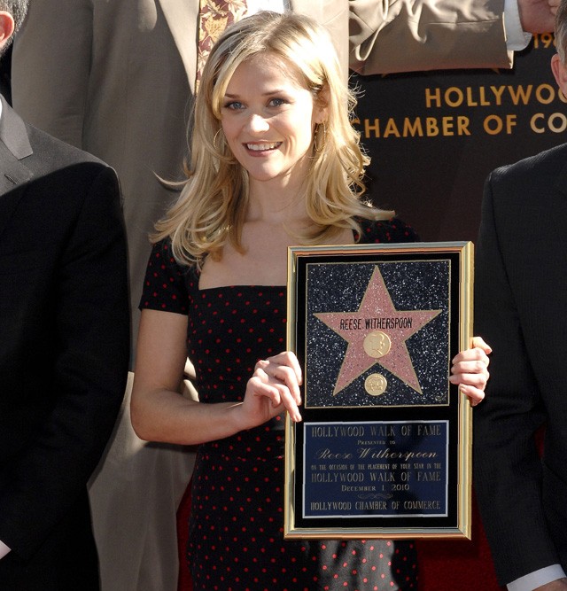 Reese Witherspoon a Walk of Fame csillagának avatásakor 2010-ben