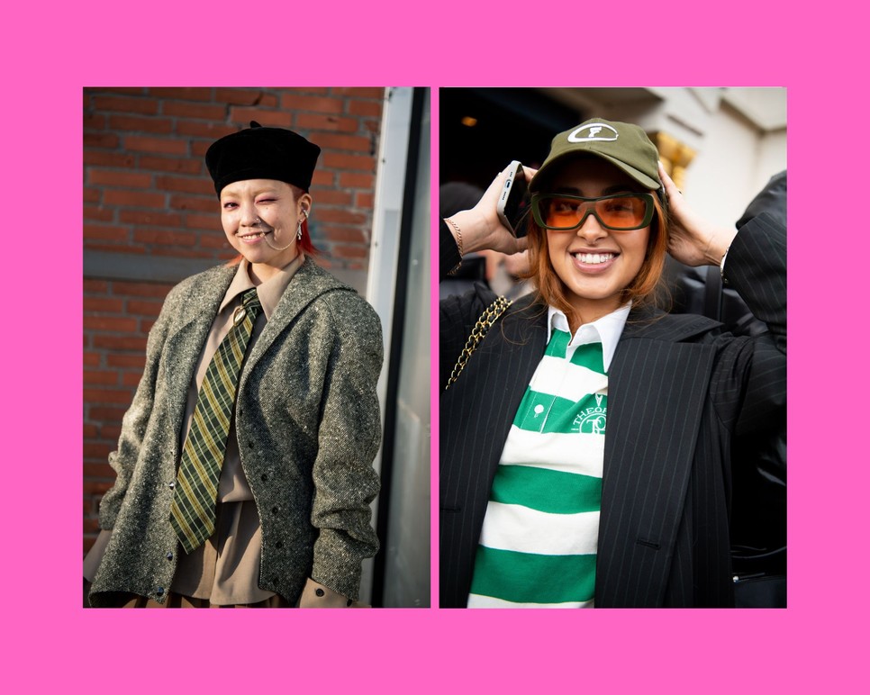 Az Iskoláslány stílus alapdarabjai: blézer, csíkos pulcsi, férfi vászoning, nyakkendő, baseball sapka