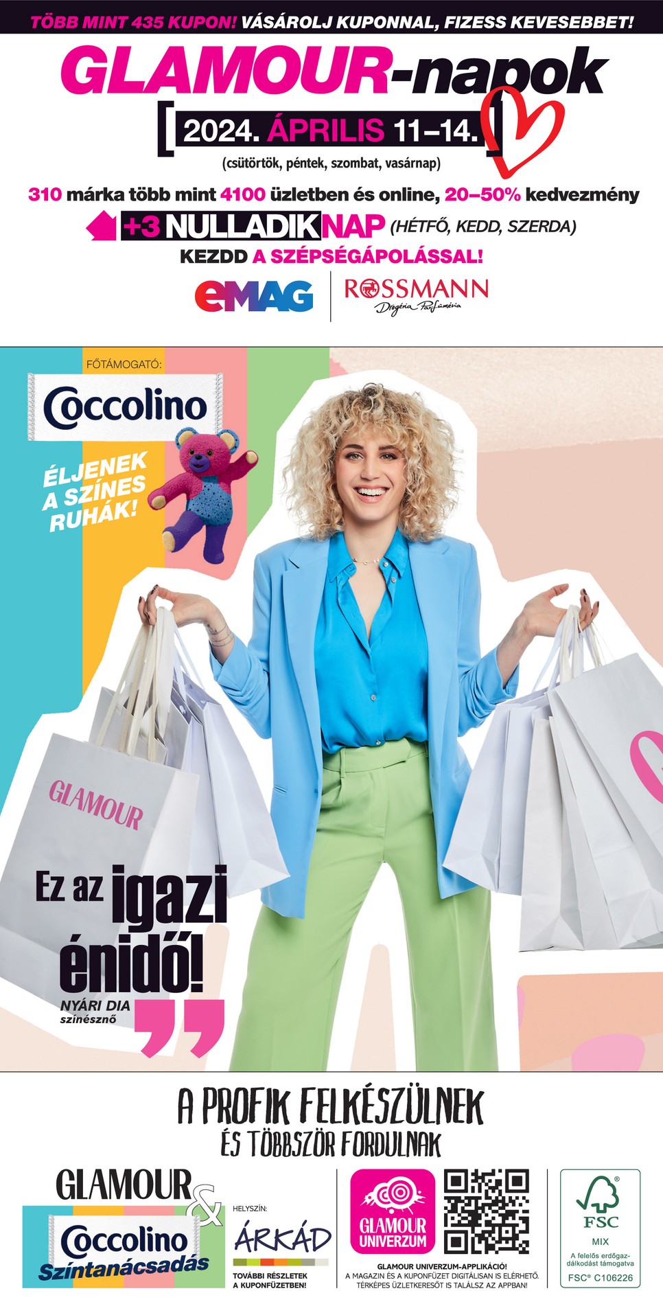 Szerezd be az új magazint, és megkapod mellé a 2024-es tavaszi GLAMOUR-napok kuponfüzetet is, címlapon Nyári Diával