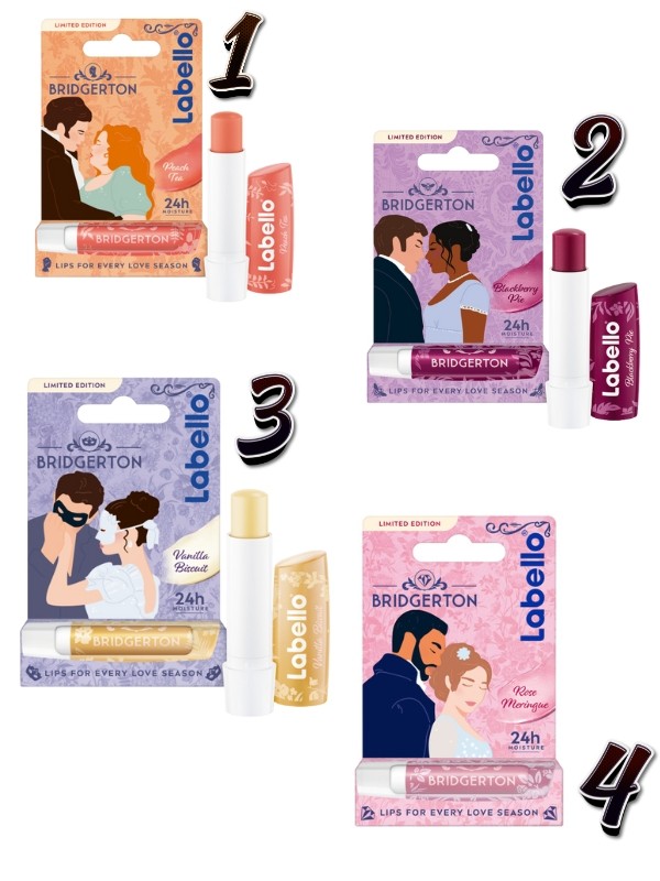 A Labello a Bridgerton sorozat szerelmeseinek kedveskedik limitált kollekciójával - Birdgerton ajakápolók (1. Peach Tea, 2. Blakberry Pie, 3. Vanilla Biscuit, 4. Rose Meringue) LABELLO 1559 Ft