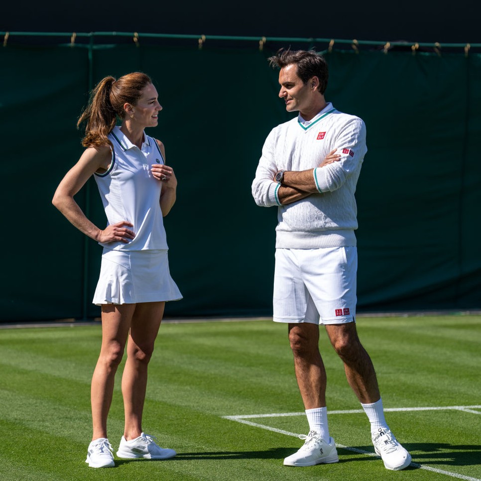 Katalin hercegné és Federer együtt a pályán