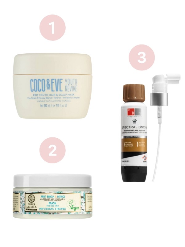 1. Youth Revive Pro Youth Hair & Scalp Mask revitalizáló maszk az öregedő haj tünetei ellen COCO & EVE 14 290 Ft/212 ml (67,41 Ft/1 ml) 2. Mint, Bereza & Retinol tisztító maszk zsíros hajra NATURA SIBERICA 4160 Ft/300 ml (13,87 Ft/1 ml) 3. SPECTRAL DNC N koncentrált szérum hajhullás ellen DS LABORATORIES 17 410 Ft/ 60 ml (290,17 Ft/1 ml)
