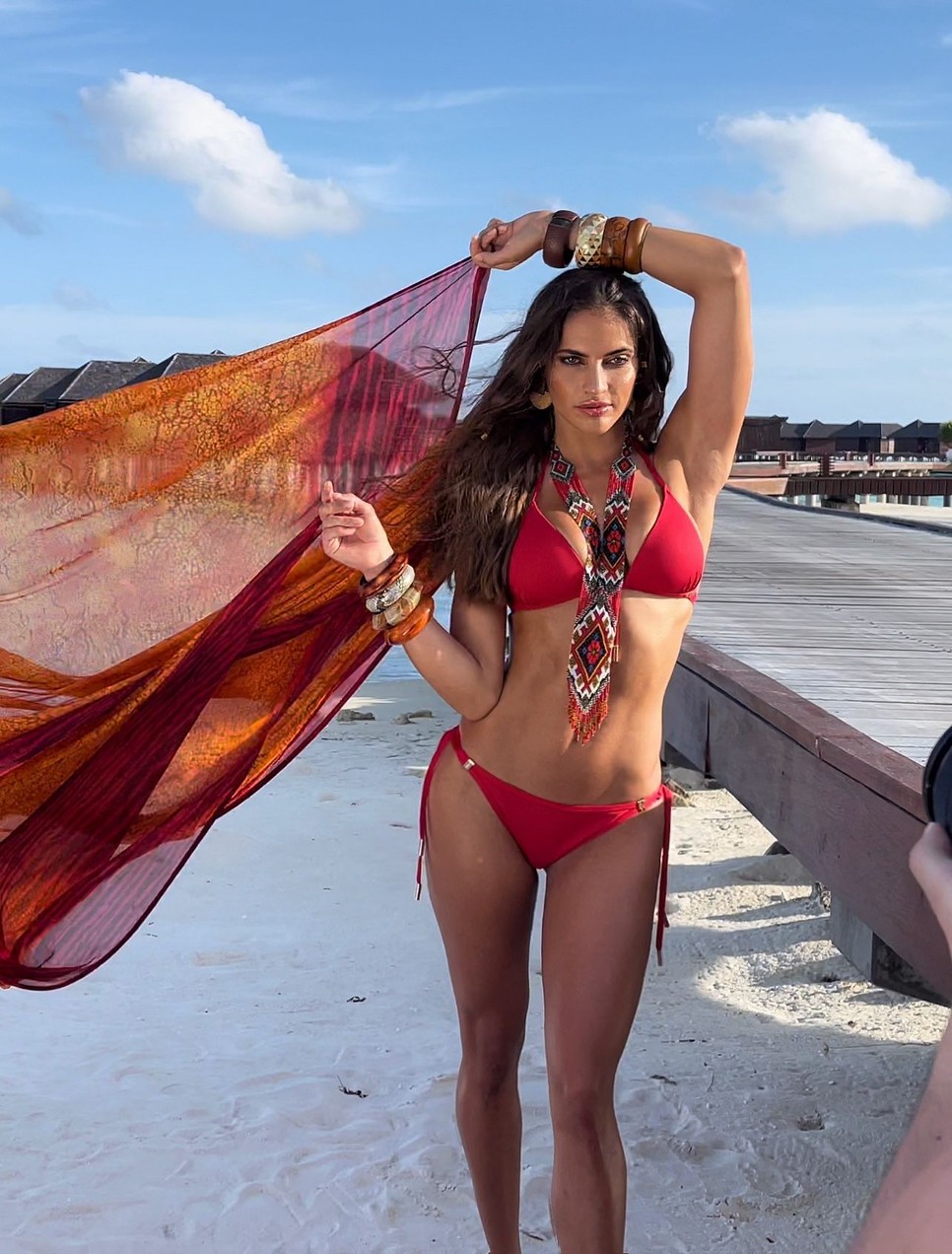 Király Lili a 2022-es Miss Balaton naptár fotózásán a Maldív-szigeteken