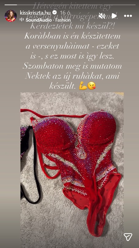 Kiss Kriszta maga varrja szettjeit a fitneszversenyekre