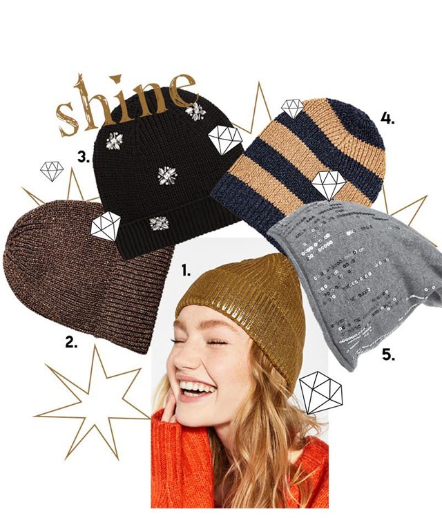 Csillogó anyagú kötött sapkák