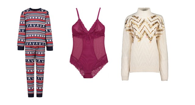 Pizsama 2490 Ft, csipkés body 4490 Ft, mintás pulóver 7990 Ft 