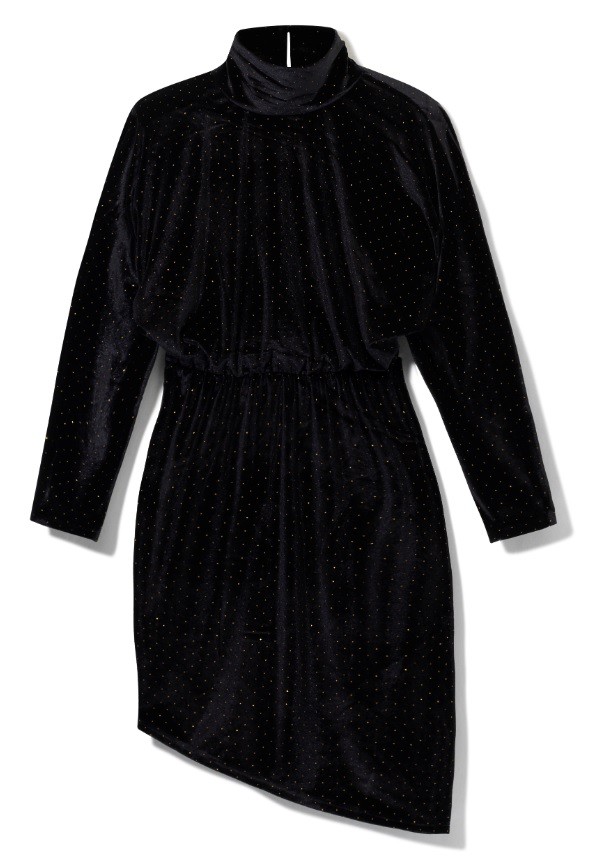 Kivágott hátú bársonyruha: 12.995 forint