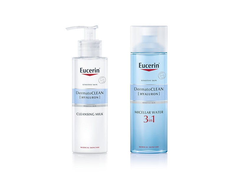 DermatoCLEAN [HYALURON] 3 az 1-ben Micellás arclemosó EUCERIN 3490 Ft/200 ml, DermatoCLEAN [HYALURON] kímélő arctisztító tej száraz, érzékeny bőrre EUCERIN 3490 Ft/400 ml
