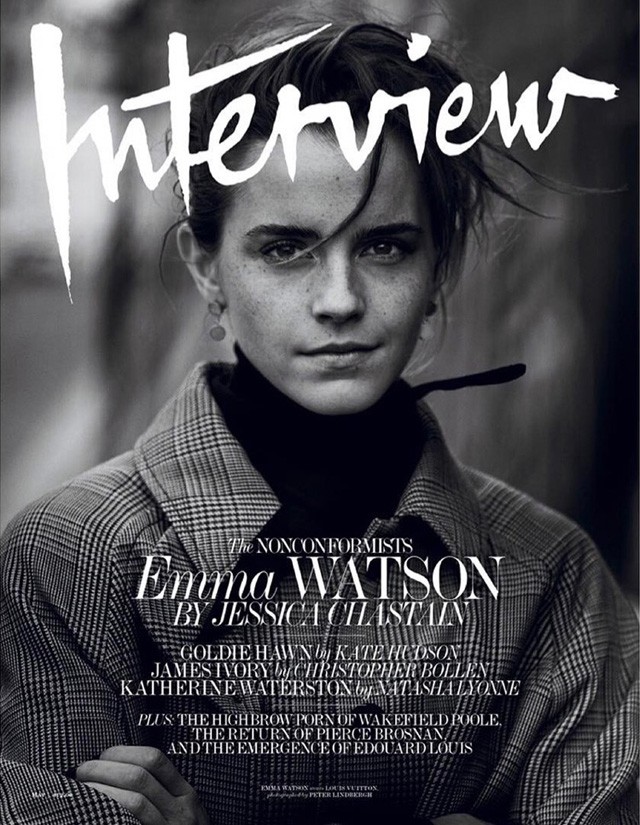 Lindbergh nem csupán az ´aranykorban´ készített emlékezetes címlapokat, Emma Watson ritka szerepléseinek egyike volt 2017-ben az Interview magazin címlapja