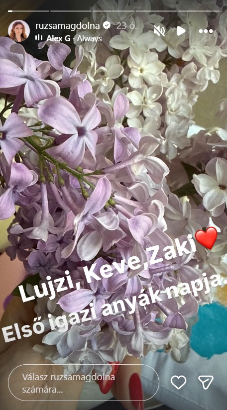 Rúzsa Magdi fotója szinte már illatos! Az énekesnő megmutatta, milyen gyönyörű virágokat kapott a hármasikreitől: Lujzitól, Kevétől és Zalántól. 