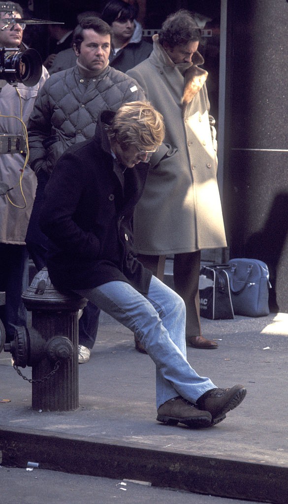 Robert Redford A keselyű három napja forgatásán 1975. január 23-án, New Yorkban