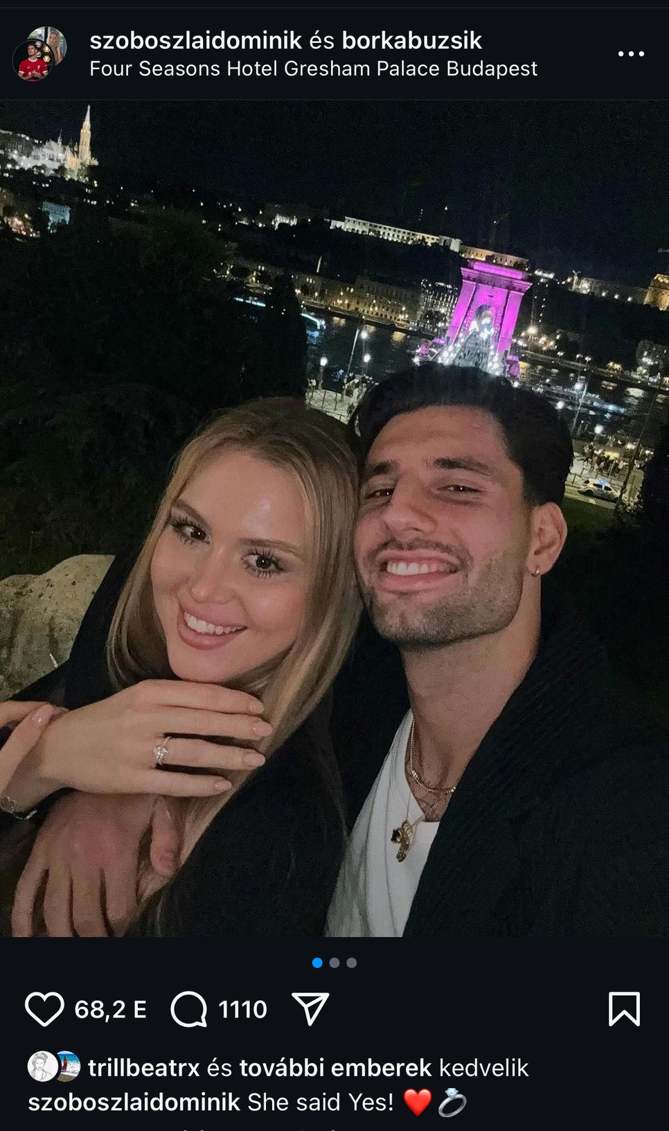 Szoboszlai Dominik és Buzsik Borka most már vőlegény és menyasszony!