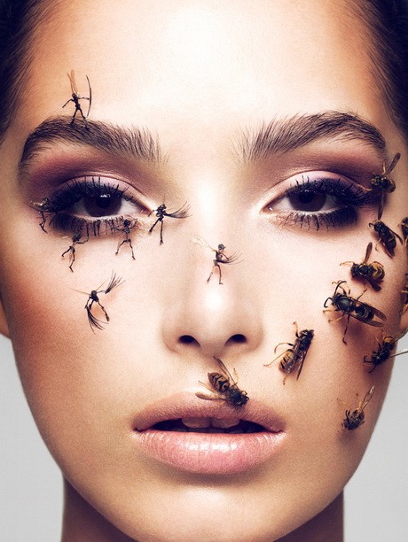 smink, sminkmester, schön, szürreális, bizarr, rovar, fóbia