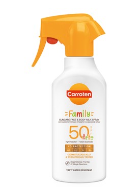 Kids Protect Plus & Family fényvédő SPF 50+ CARROTEN 6499 Ft/270 ml (24,07 Ft/1 ml)