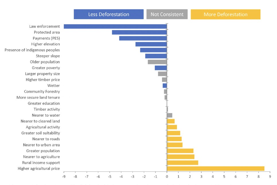 Az erdőirtás globális mozgatórugói és amik ellene hatnak (Forrás: IPCC AR6 WGIII)