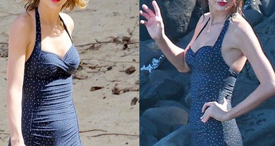 Szuper retró fürdőruhában pancsol Taylor Swift