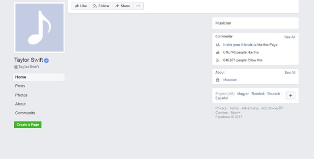 Taylor Swift Facebook